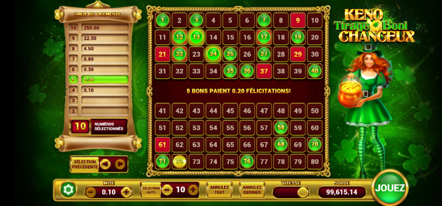 Lucky Bonus Draw Keno