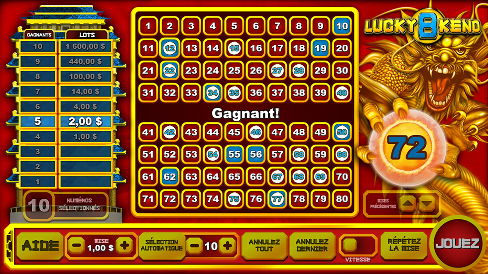 Lucky 8 keno
